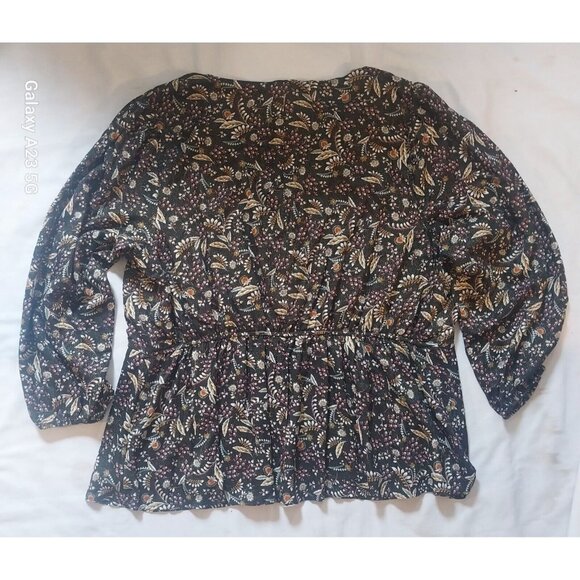 Lane Bryant Womens Floral V-Neck Long Sleeve Blouse Size 24 - Picture 3 of 8